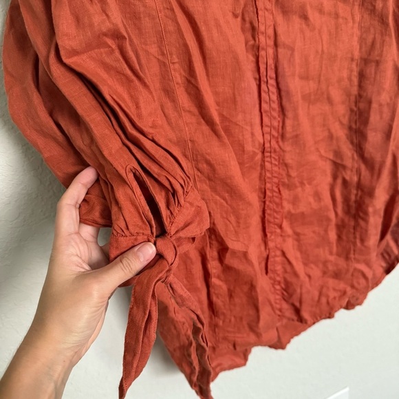 Anthropologie Holding Horses Linen Tunic Top Size S Tie Sleeves Beachy Boho - Picture 5 of 9